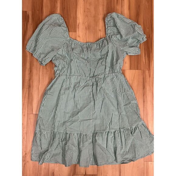 DRAPER JAMES RSVP Dress Women's Size 2X Puff Sleeve Gingham Mint Green - Picture 4 of 8